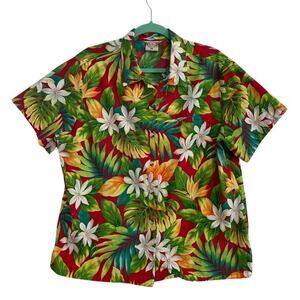 Tropical Floral Short Sleeve Blouse